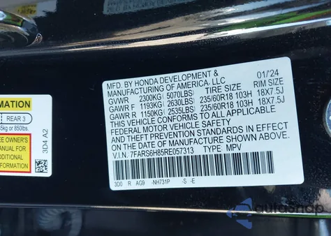 2024 Honda Cr-V Hybrid Sport-L from USA, damaged, VIN 7FARS6H85RE057313